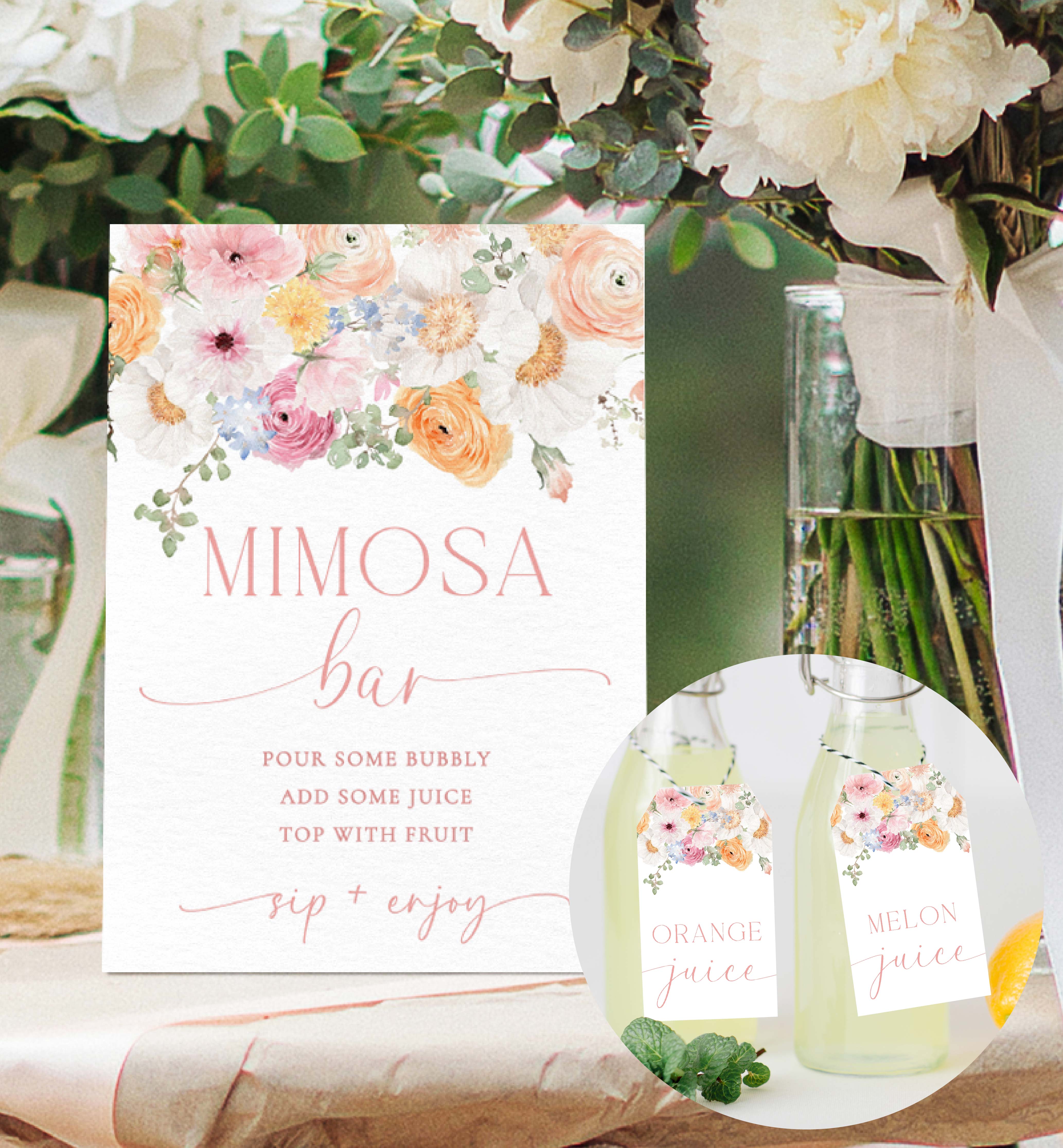 Lovely Blush Floral Printable Mimosa Bar Sign