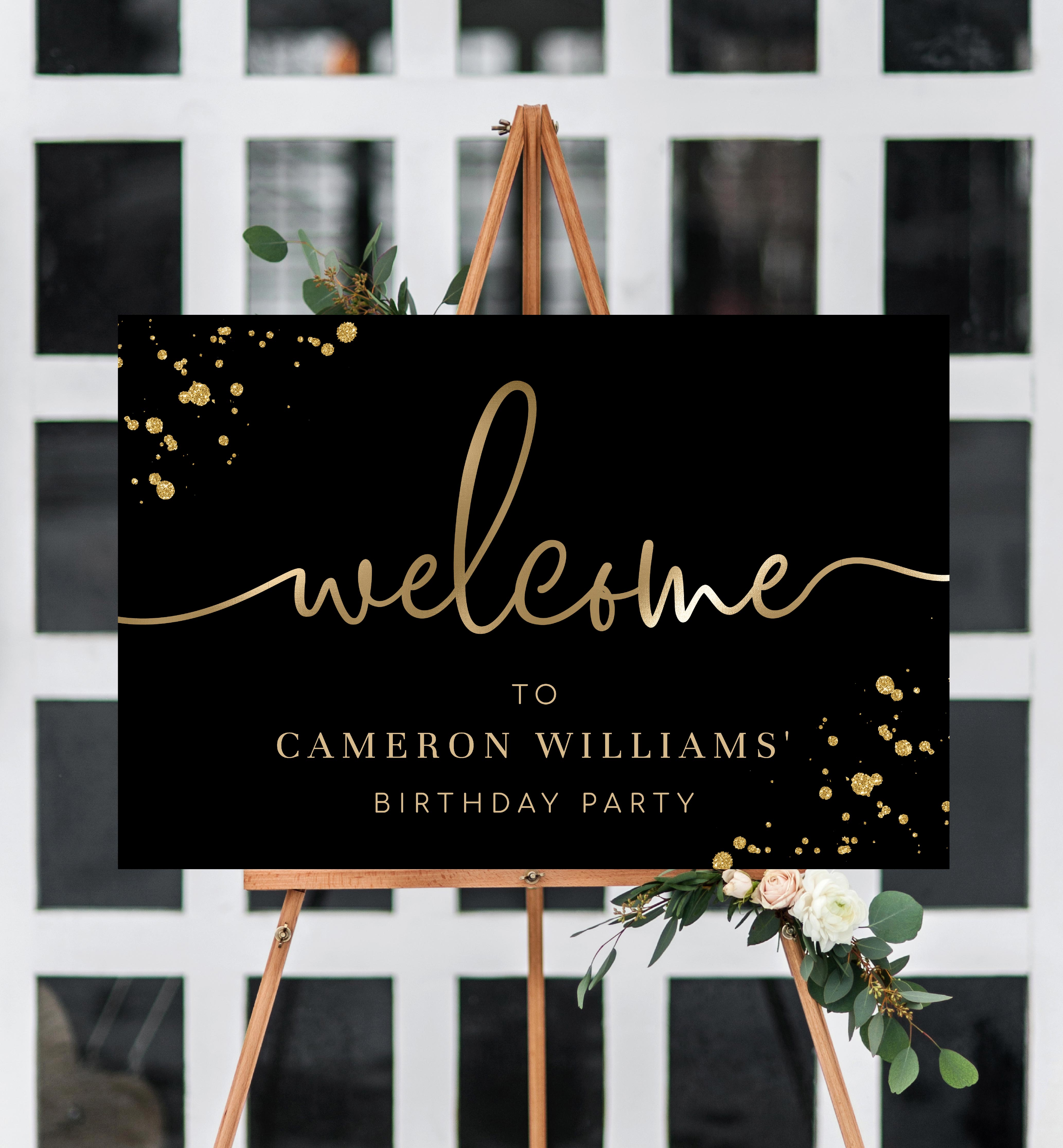 Welcome Wedding Sign - Black and Gold