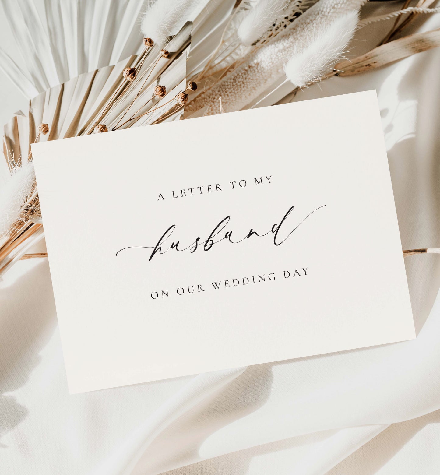 A Letter To My Wife, A Letter My Husband On Our Wedding Day Card, Minimalist Husband and Wife Card, Off White Ivory, Ellesmere