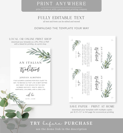 Olive Grove | Printable An Italian Tradition Sign Template