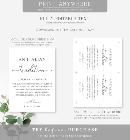 Quinn Script | Printable An Italian Tradition Sign Template