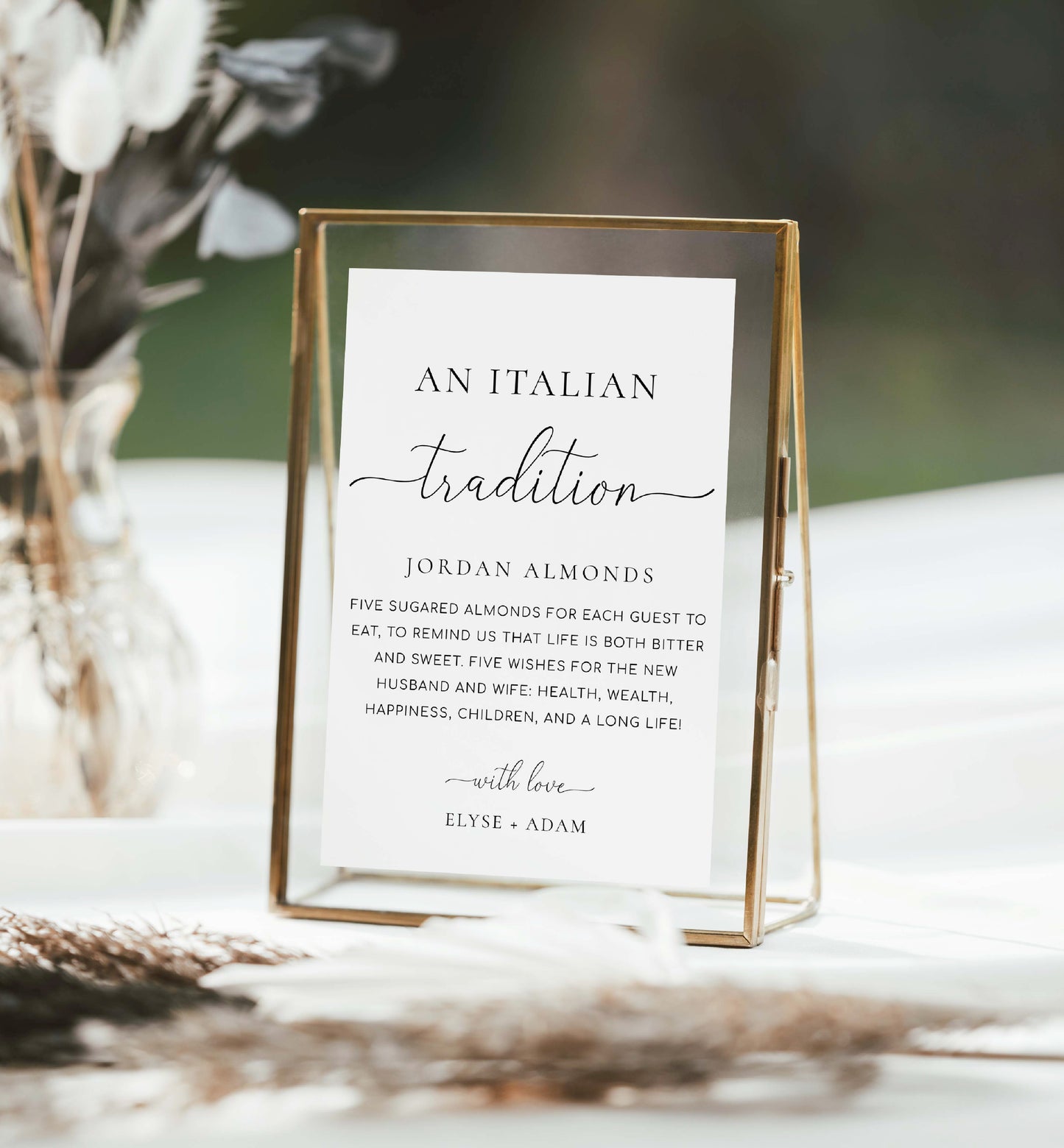 An Italian Tradition Sign, Printable Jordan Almonds Sign, Minimalist Sugared Almonds Wedding Favor, Wedding Tradition sign, Quinn Script