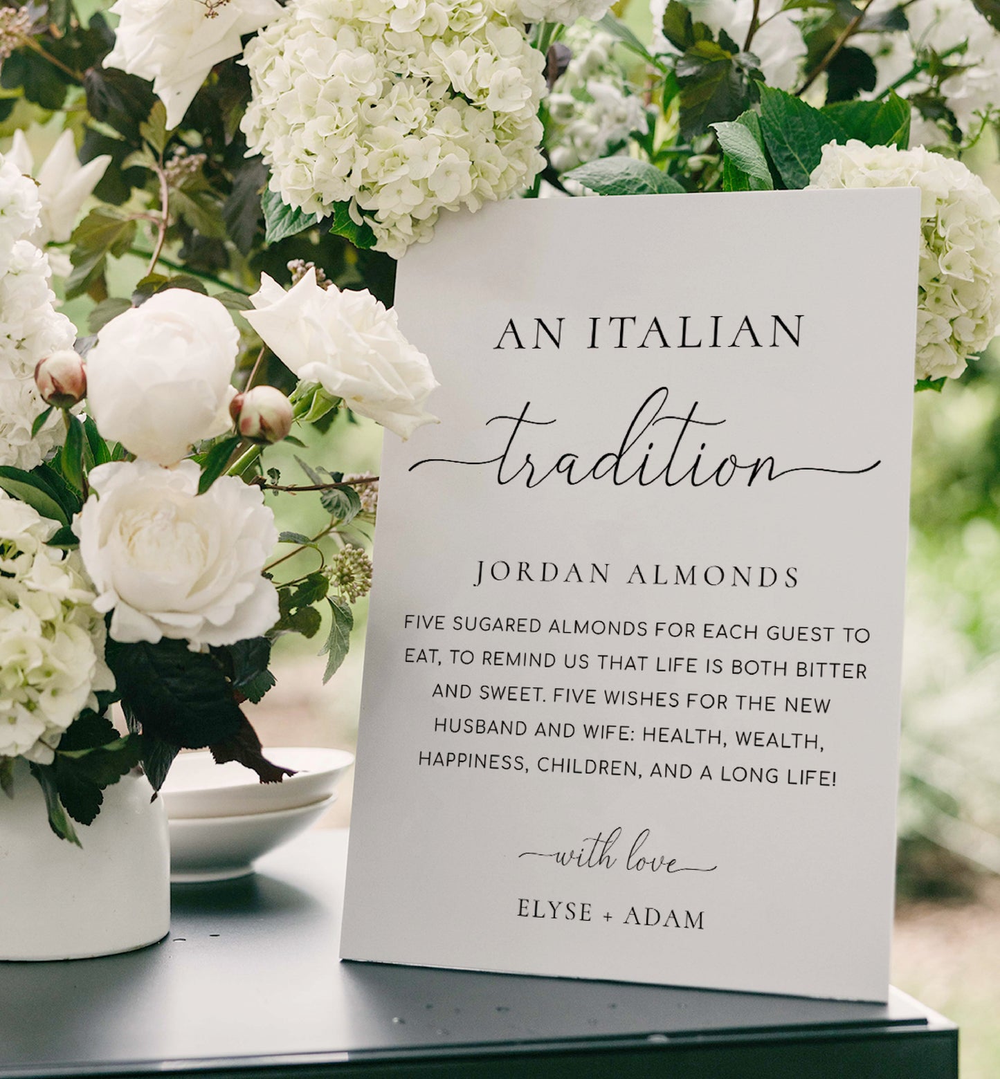 An Italian Tradition Sign, Printable Jordan Almonds Sign, Minimalist Sugared Almonds Wedding Favor, Wedding Tradition sign, Quinn Script