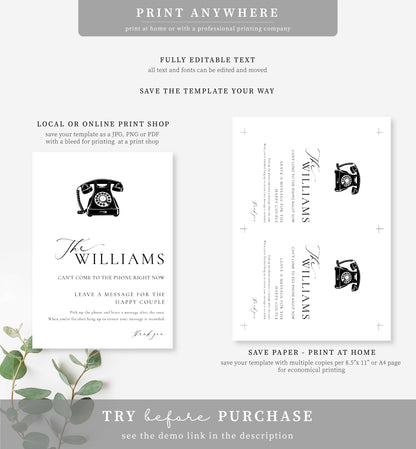 Ellesmere White | Printable Audio Guestbook Sign Template