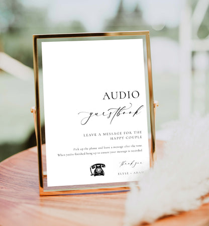 Ellesmere White | Printable Audio Guestbook Sign Template