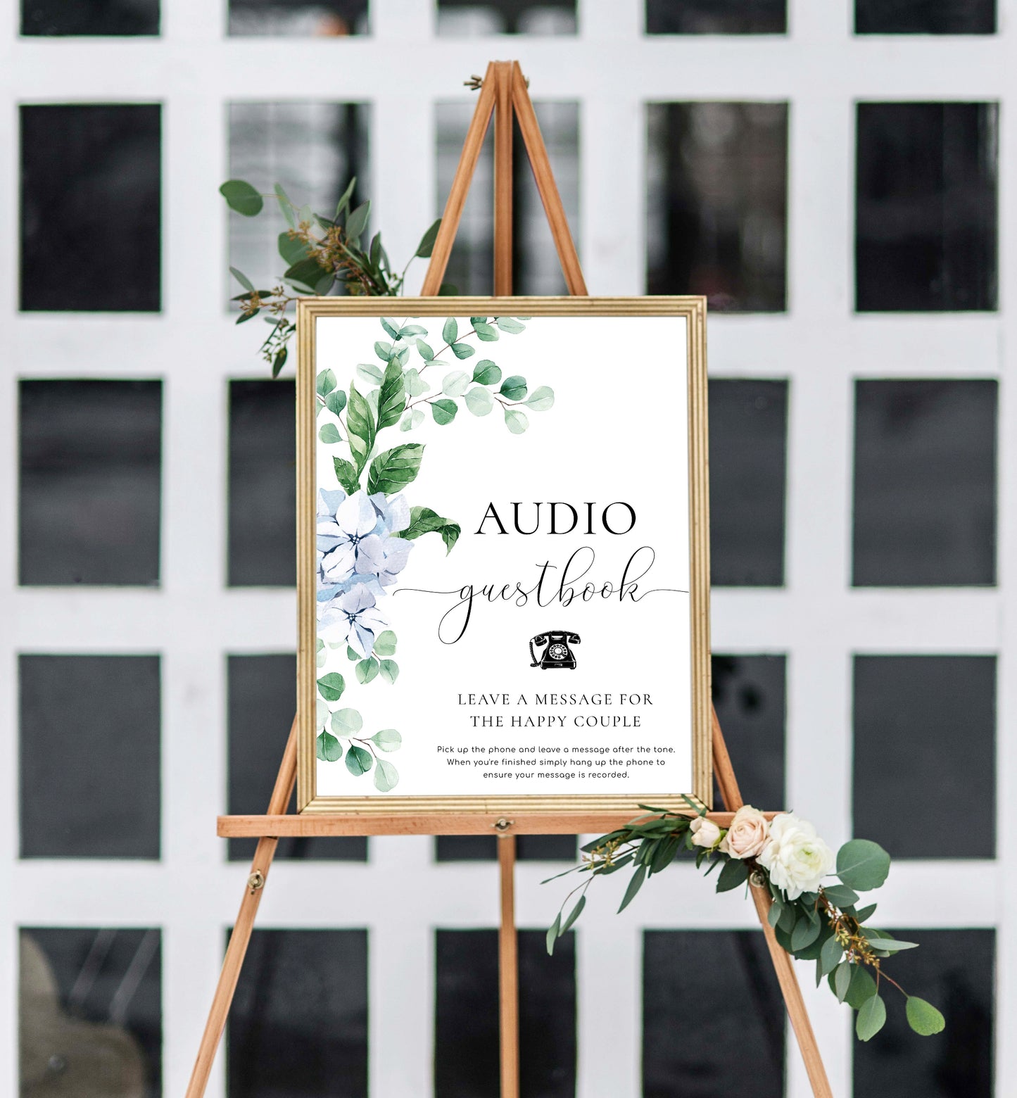 Ferras Blue | Printable Audio Guestbook Sign Template