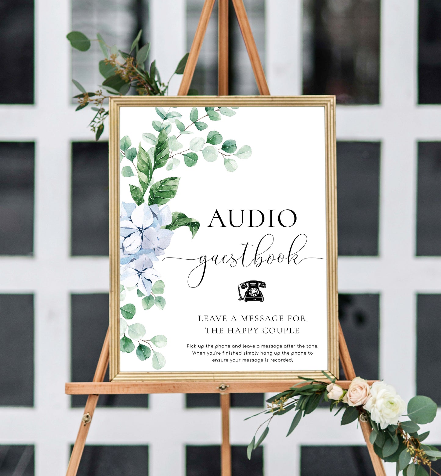 Ferras Blue | Printable Audio Guestbook Sign Template