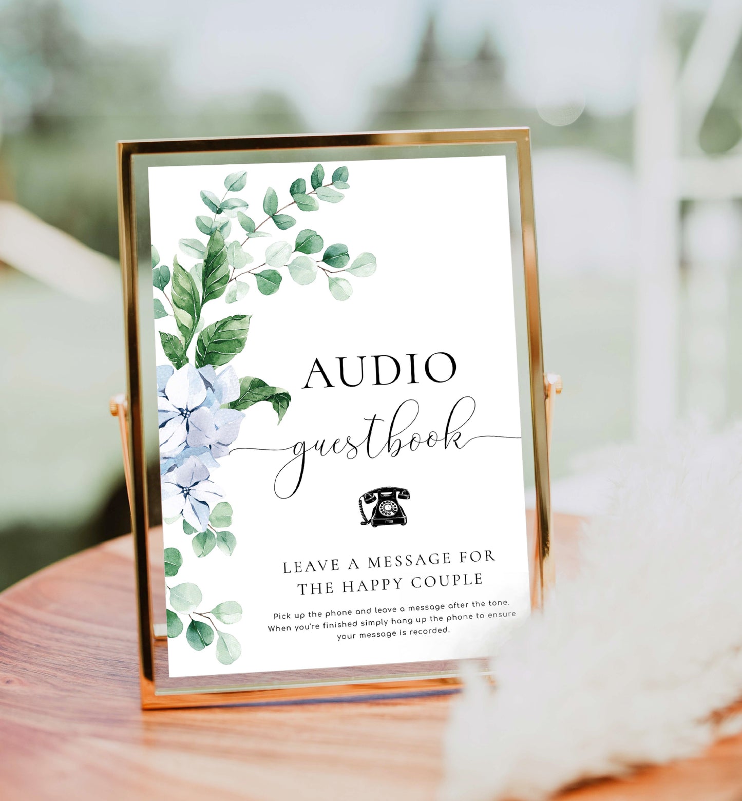 Ferras Blue | Printable Audio Guestbook Sign Template