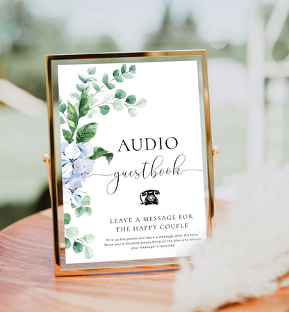 Ferras Blue | Printable Audio Guestbook Sign Template