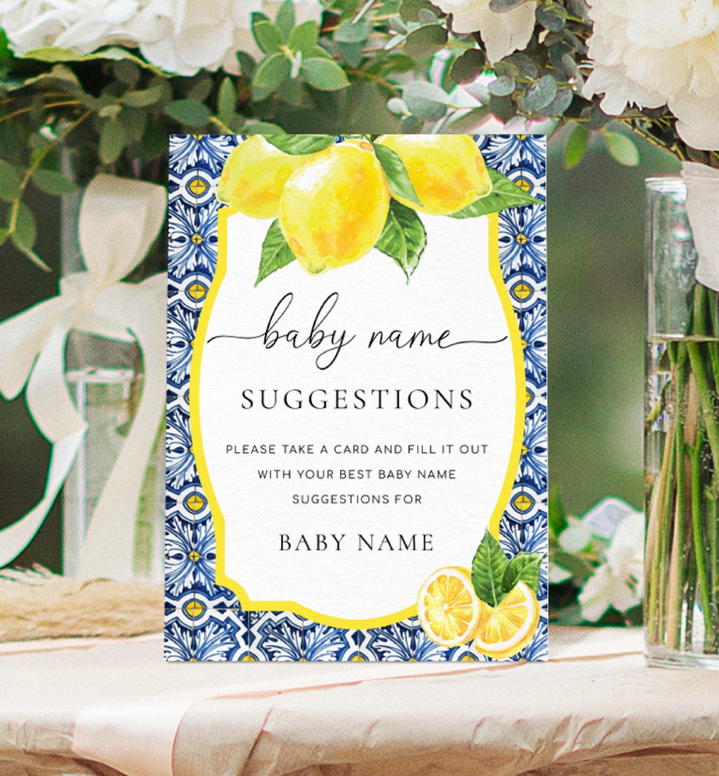 Positano Lemons | Printable Baby Name Suggestion Game Template