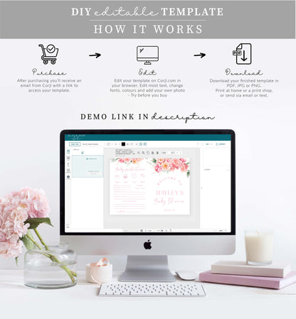 Piper Floral White | Printable Baby Shower Game Booklet Template