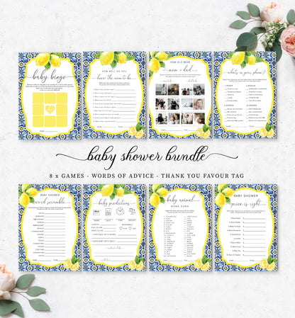 Positano Lemons | Printable Baby Shower Games Bundle Template