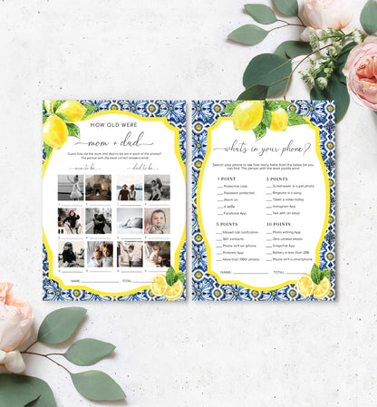 Positano Lemons | Printable Baby Shower Games Bundle Template