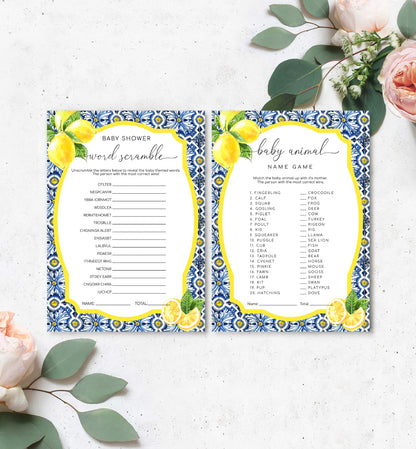 Positano Lemons | Printable Baby Shower Games Bundle Template