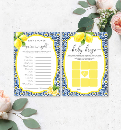 Positano Lemons | Printable Baby Shower Games Bundle Template