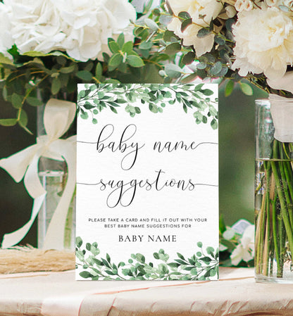 Everly | Printable Baby Name Suggestion Game Template