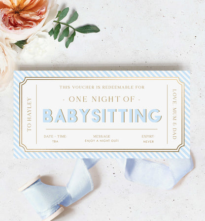 Printable Babysitting Gift Voucher Template, Birthday Childminding Gift Certificate, Childminding Date Night Voucher, Present Coupon Stripe