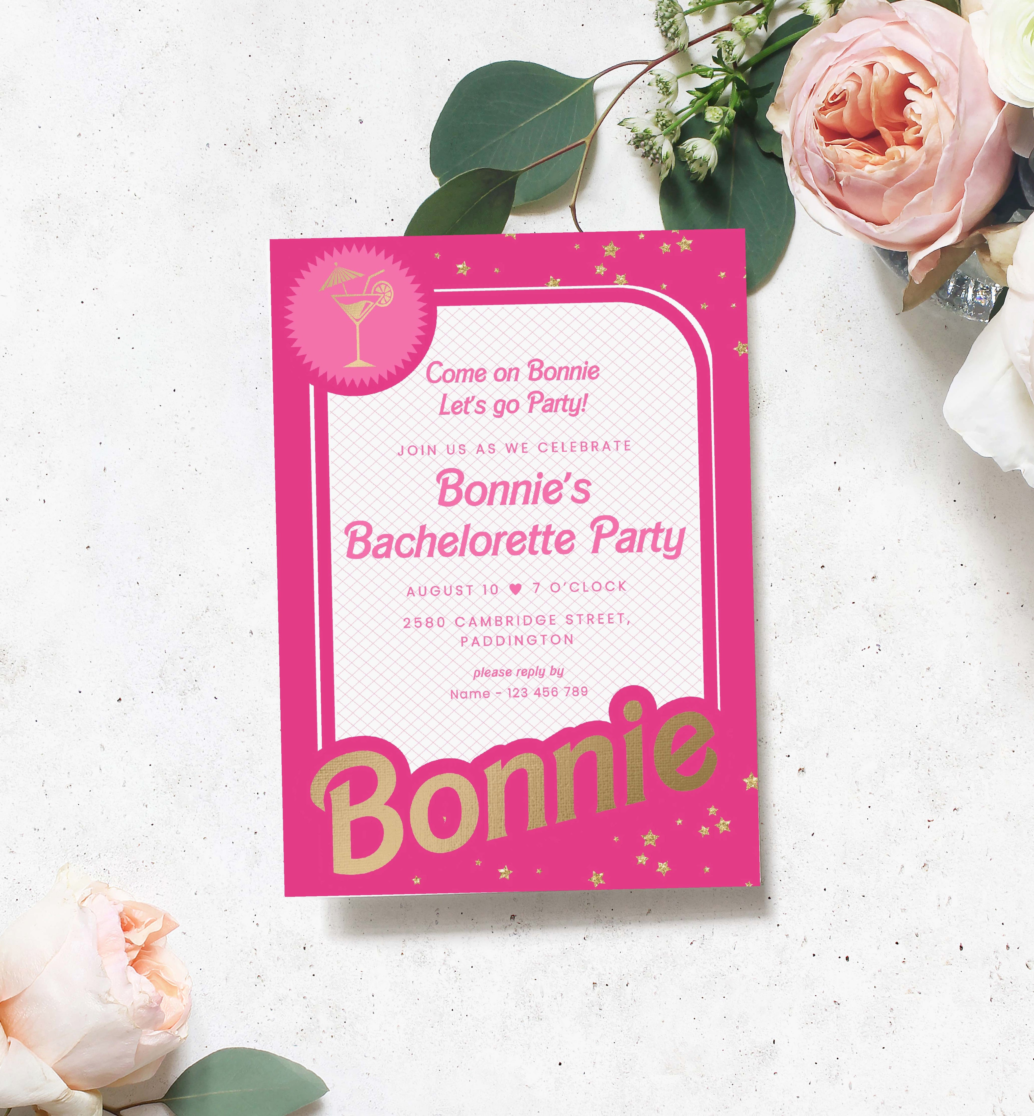 Barbie Bachelorette Party Printable Invitation – Black Bow Studio