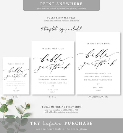 Ellesmere White | Printable Bible Guestbook Sign Template