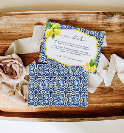 Positano Lemons | Printable Bridal Shower Invitation Suite Template