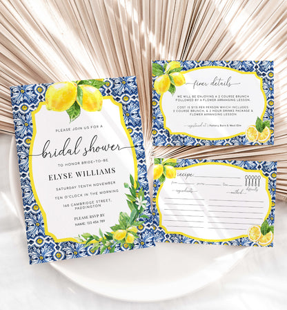 Positano Lemons | Printable Bridal Shower Invitation Suite Template