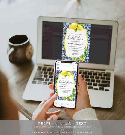 Positano Lemons | Printable Bridal Shower Invitation Suite Template