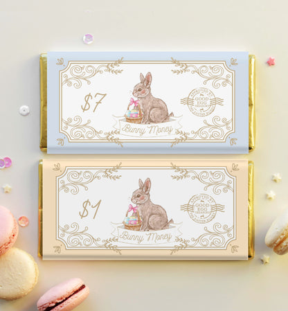 Printable Easter Bunny Money Chocolate Wrapper, Easter Bunny Bucks, Egg Hunt Gift, Easter Play Money, Easter Egg Filler, Kids Classroom