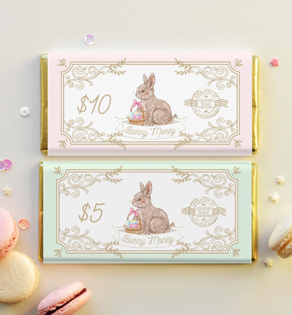 Printable Easter Bunny Money Chocolate Wrapper, Easter Bunny Bucks, Egg Hunt Gift, Easter Play Money, Easter Egg Filler, Kids Classroom