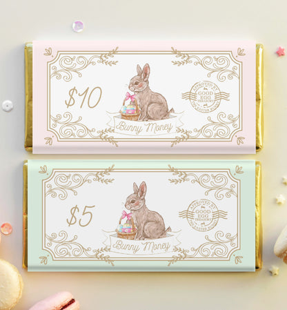 Printable Easter Bunny Money Chocolate Wrapper, Easter Bunny Bucks, Egg Hunt Gift, Easter Play Money, Easter Egg Filler, Kids Classroom