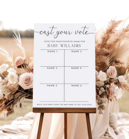 Cast Your Vote Baby Name Voting Poster Template, Guess The Baby Name Voting Sign, Printable Gender Neutral Baby Shower Game Sign