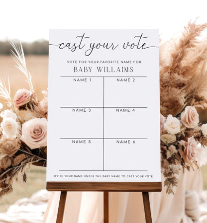 Cast Your Vote Baby Name Voting Poster Template, Guess The Baby Name Voting Sign, Printable Gender Neutral Baby Shower Game Sign