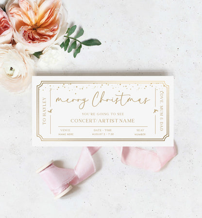 Concert Golden Ticket Custom Gift Voucher Template, Printable Music Festival Gift Certificate, Concert Show Ticket Voucher, Printable Present Coupon, Theatre Tickets Voucher