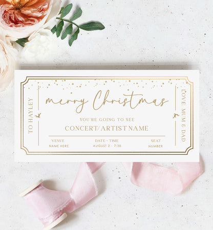 Concert Golden Ticket Custom Gift Voucher Template, Printable Music Festival Gift Certificate, Concert Show Ticket Voucher, Printable Present Coupon, Theater Tickets Voucher