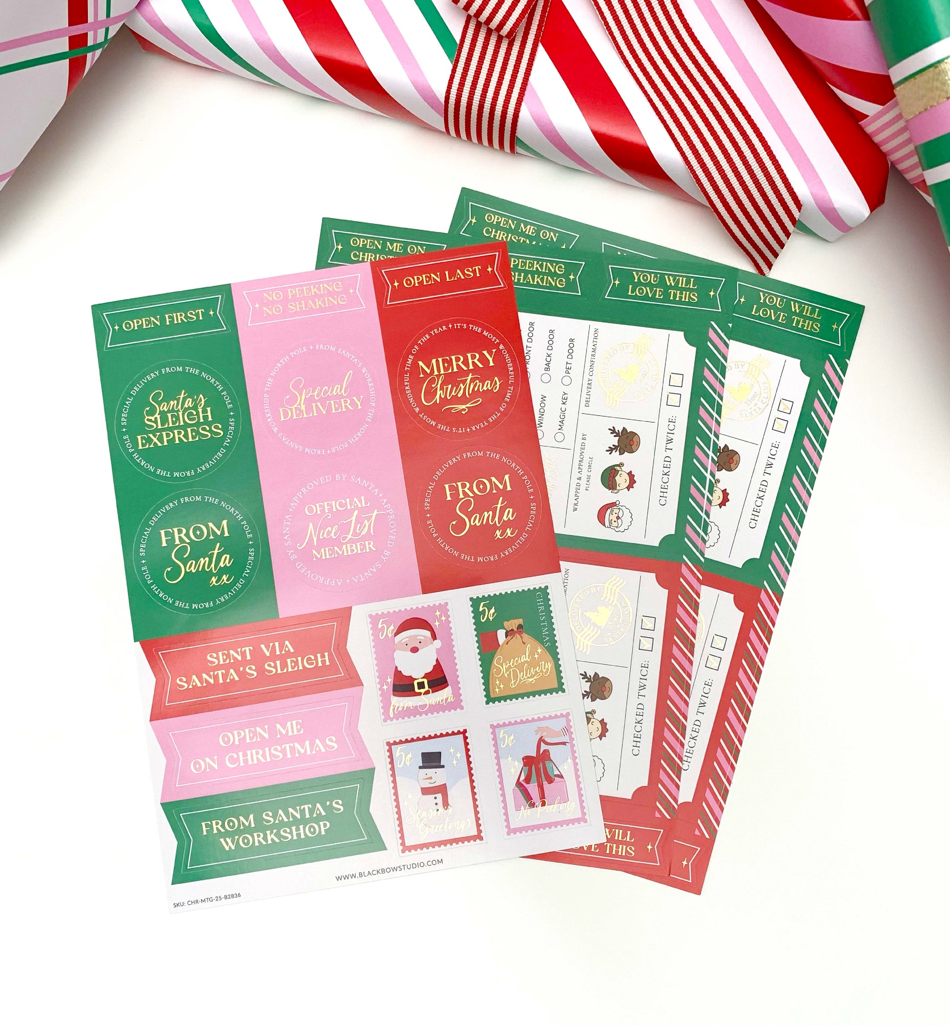 Set of 32 Christmas Santa Special Delivery Gift Sticker Sheets