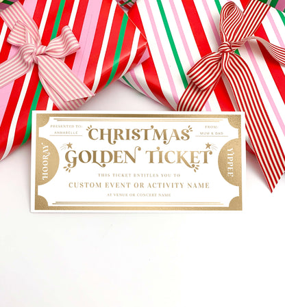 Editable Christmas Golden Ticket Custom Gift Voucher Template, Christmas Gift Certificate, Unisex Christmas Printable Present Coupon, Margo