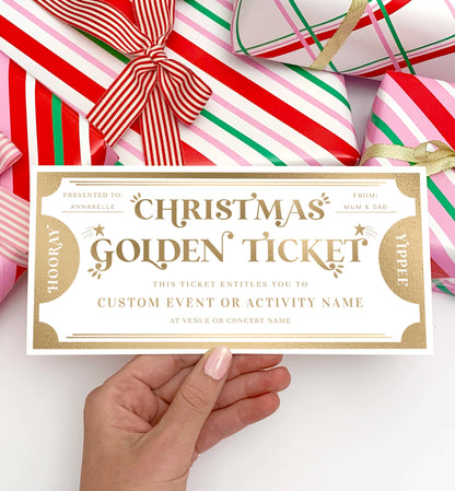 Editable Christmas Golden Ticket Custom Gift Voucher Template, Christmas Gift Certificate, Unisex Christmas Printable Present Coupon, Margo