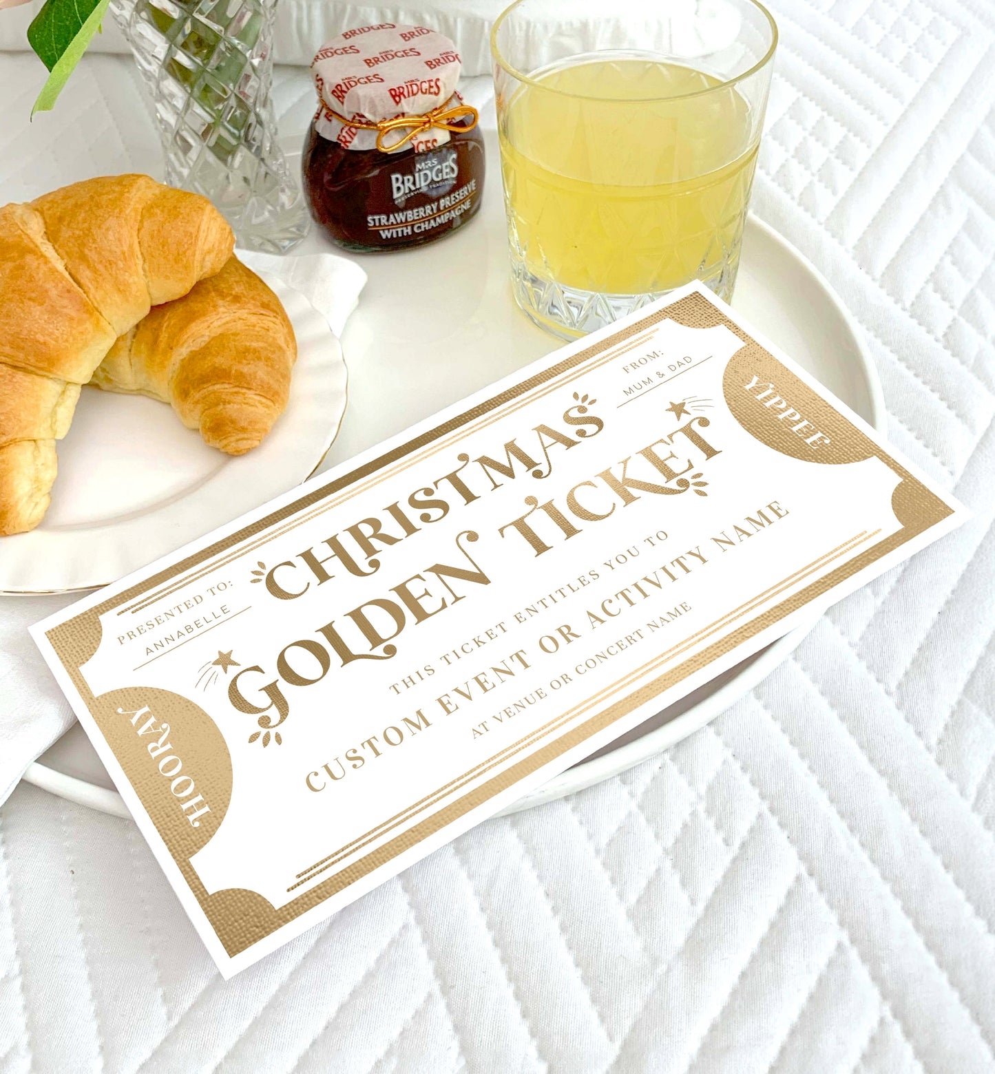 Editable Christmas Golden Ticket Custom Gift Voucher Template, Christmas Gift Certificate, Unisex Christmas Printable Present Coupon, Margo