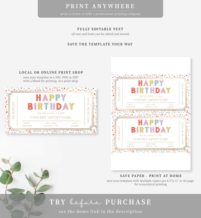 Dot Multi | Printable Concert Gift Voucher Template