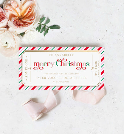 Stripe Multi Gold | Printable Christmas Custom Gift Voucher Template