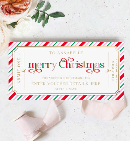 Stripe Multi Gold | Printable Christmas Custom Gift Voucher Template