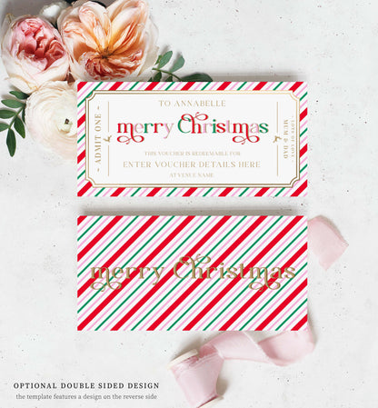 Stripe Multi Gold | Printable Christmas Custom Gift Voucher Template