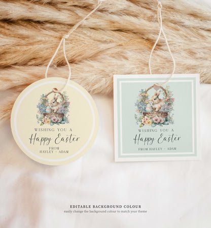 Printable Happy Easter Gift Tag Template, Easter Hunt Tag, Easter Basket, Easter Treat Tag, Easter Brunch Thank You, Easter Bunny Tag