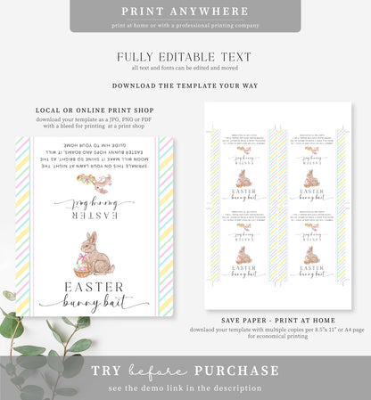 Stripe Pastel Multi | Printable Easter Bunny Bait Treat Bag Topper