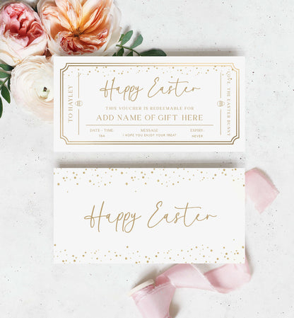 Paintly White Gold | Printable Easter Custom Gift Voucher Template