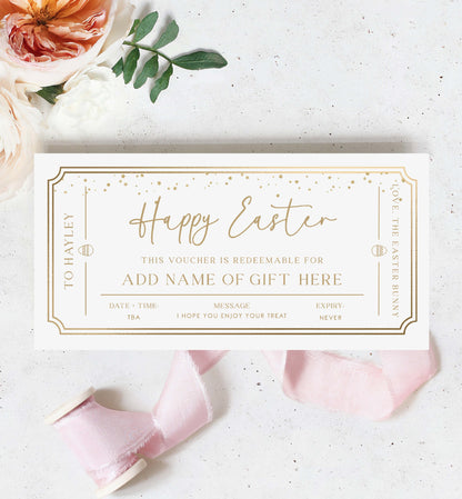 Paintly White Gold | Printable Easter Custom Gift Voucher Template