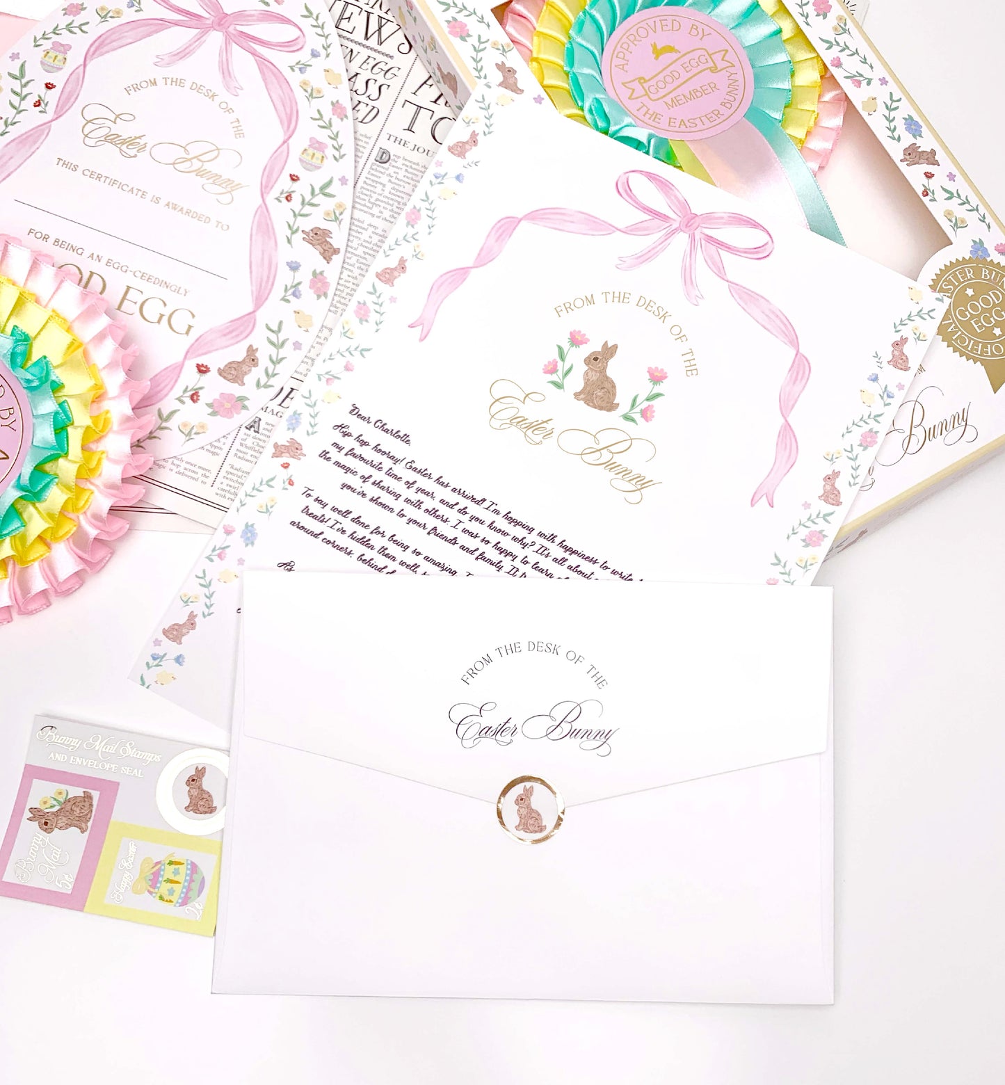 Personalised Letter From The Easter Bunny, Addressed Envelope and Bunny Mail Postage Stamps, Easter Basket Gift, Easter Present