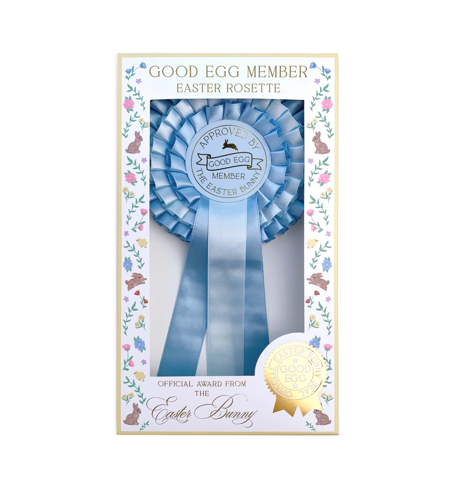 Blue three tier satin ribbon easter good egg member rosette award Perfect for Easter Baskets