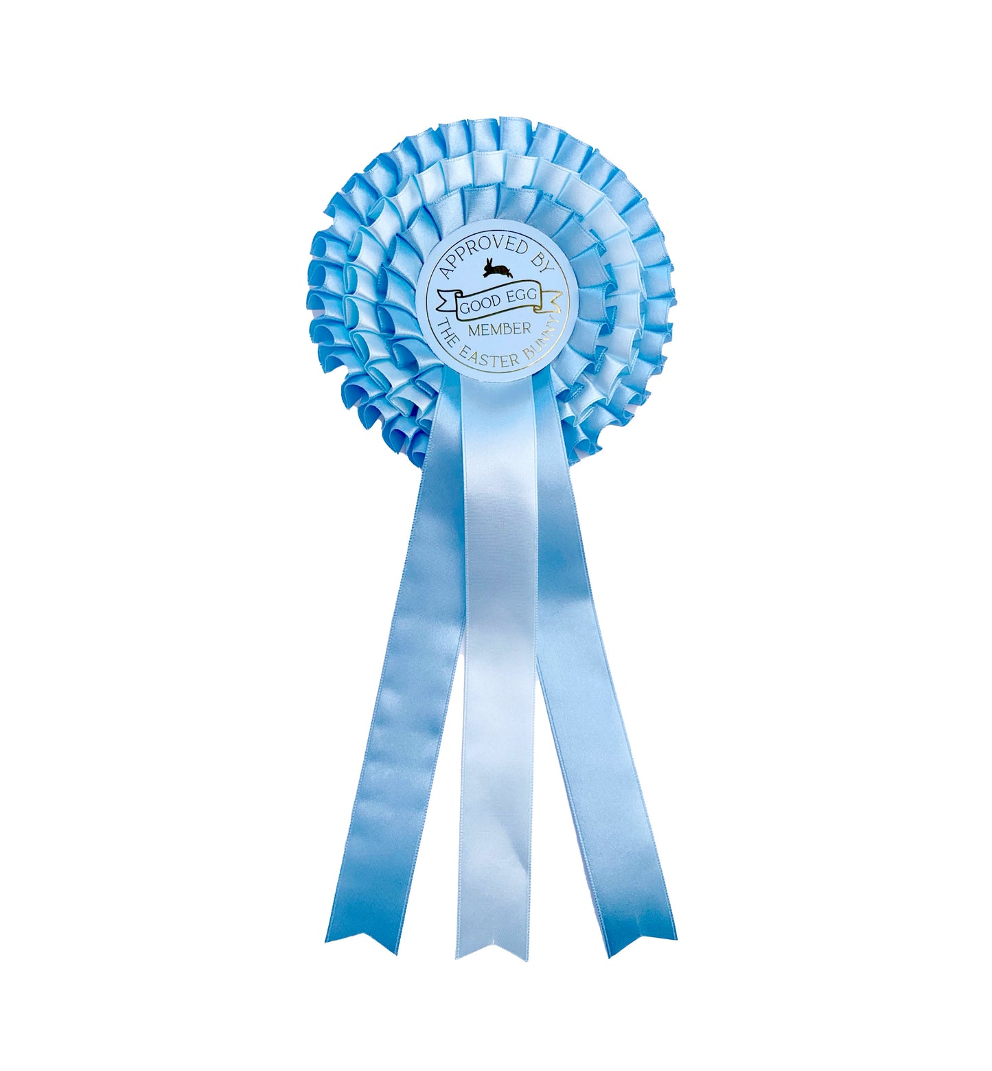 Blue three tier satin ribbon easter good egg member rosette award Perfect for Easter Baskets