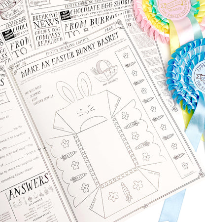 Easter Newspaper Activity Booklet, Basket Basket Gift, Easter Morning Activities, Easter Colouring, Easter Puzzle, Alternative Easter Gift