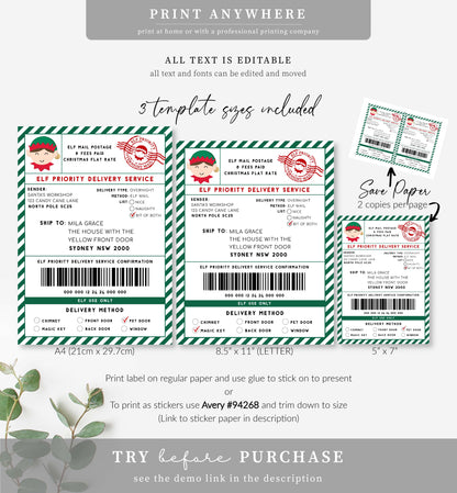 Santa's Workshop Green | Printable Elf Christmas Shipping Label Template